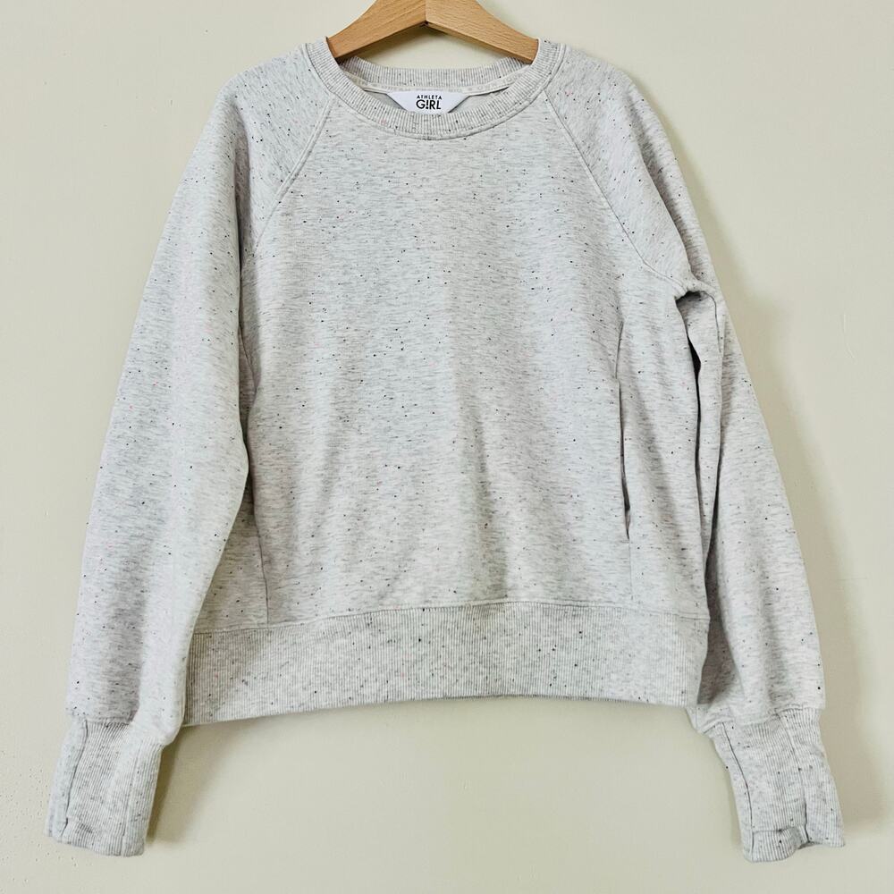 Athleta Girl Balance Sweatshirt Rainbow Multi Pouch Pocket Soft M 8 10 Tencel